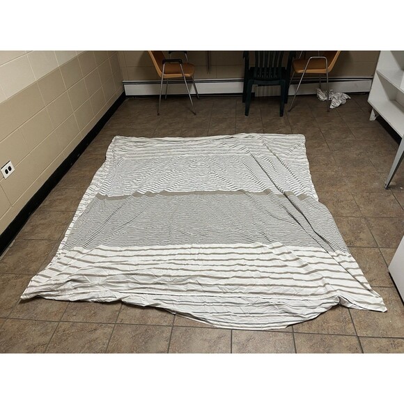 Eddie Bauer 83x78 White Duvet Cover W/ Stripes & 23.5” Matching Pillow Cases - Picture 1 of 12